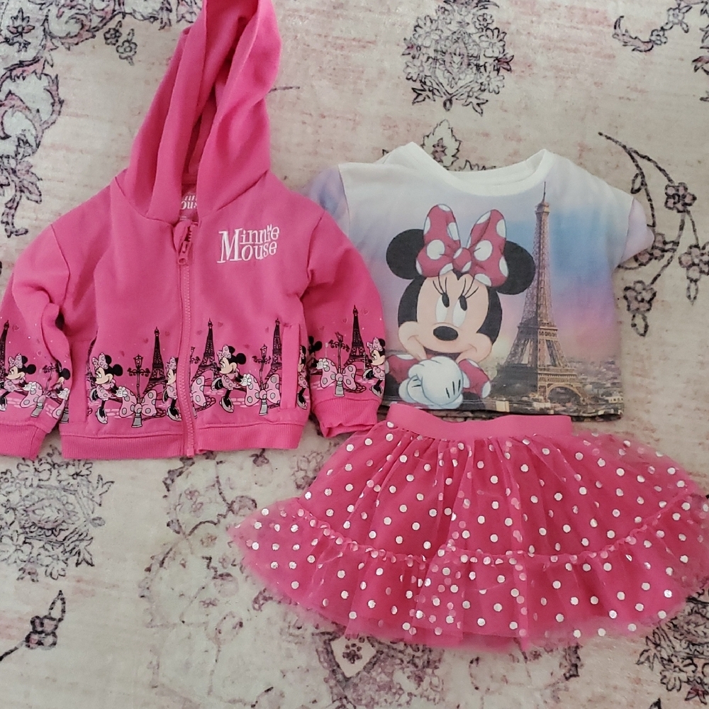 Pink Minnie Mouse Hoodie and Skirt Set